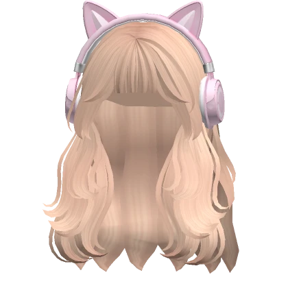 Gamer Girl Layered Hair Blonde w/ Pink Headphones