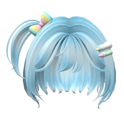 kawaii blue swirly hair baby side pigtails w clips