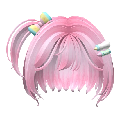 kawaii pink swirly hair baby side pigtails w clips
