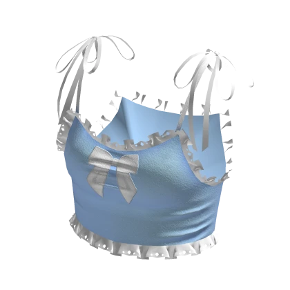 Cutesy Ruffled Tank Top blue bow