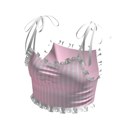 Cutesy Ruffled Tank Top Pink Striped