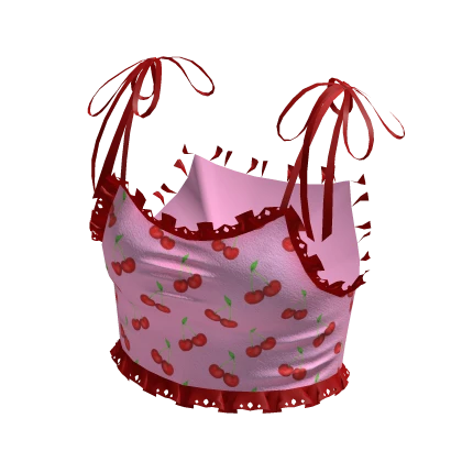 Cutesy Ruffled Tank Top Cherry