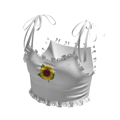 Cutesy Ruffled Tank Top White Sunflower
