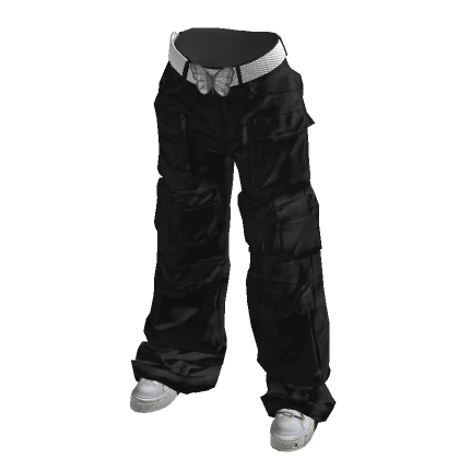 Black Y2K Diamond Gem Belt Cargo Pants