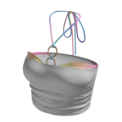 White Urban Summer Beach Rainbow Bikini Tube Top