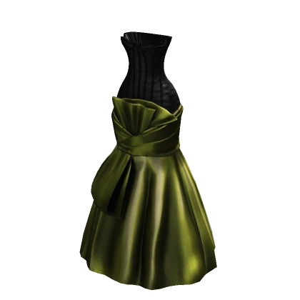 Stunning Fashion Green Satin Bow Dress