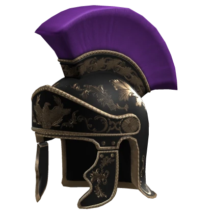 Black Roman Tribune Helmet w/ Purple Plume
