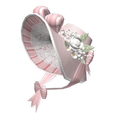 Dainty Lace Bonnet w/ Flowers (Pink/White)