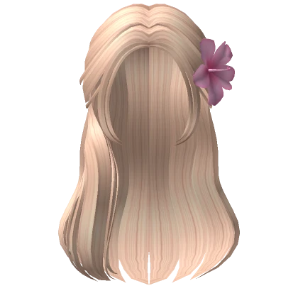 Preppy Summer Half Up Hair w/ Pink Flower (Blonde)