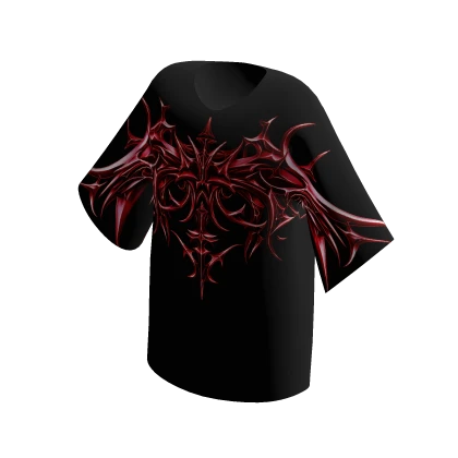 Red Emo T-Shirt Y2K Chrome Futuristic 