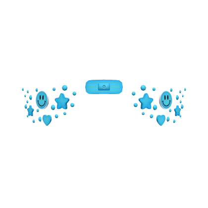 Blue Preppy Smiley Face Stickers (Upper)