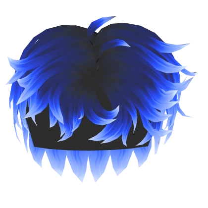 Messy Blue Fluffy Anime Glowing Neon Hair