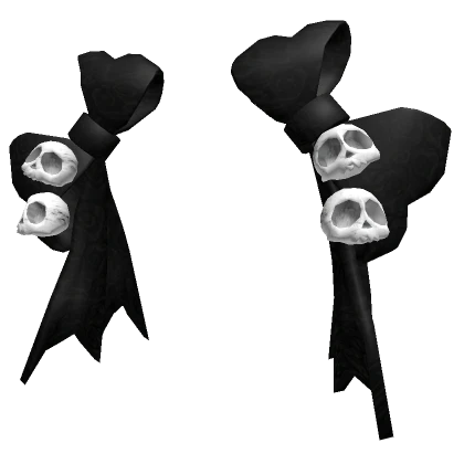 Black Doll Bow w/ Skulls