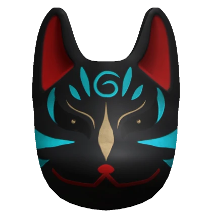 Tribal Blue Fox Mask Exotic Vibrant Black