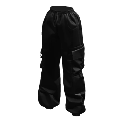 Black Leather Baggy Cargo Pants
