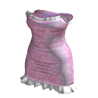 Y2k Hime Gyaru Pink Roses Sleek Dress