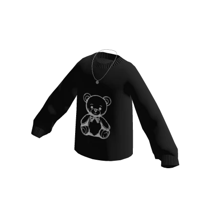 Oversized Sweatshirt with Necklace - Black