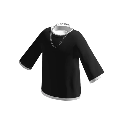 Layered Oversized Shirt with Necklace - Black