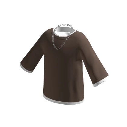 Layered Oversized Shirt with Necklace - Brown