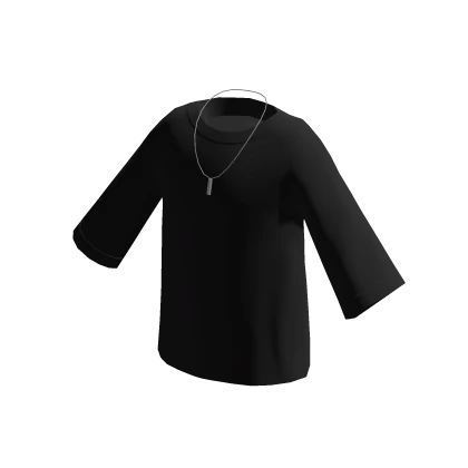 Oversized Shirt with Necklace - Black