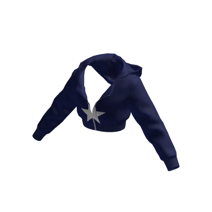 Blue Cropped Y2K Star Zip Hoodie