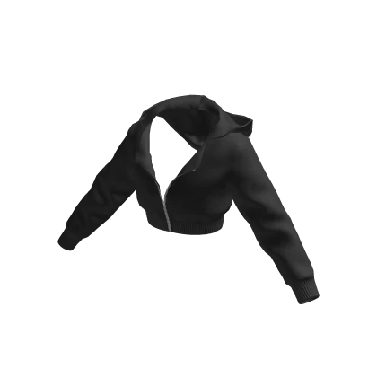 Black Cropped Y2K Zip Hoodie