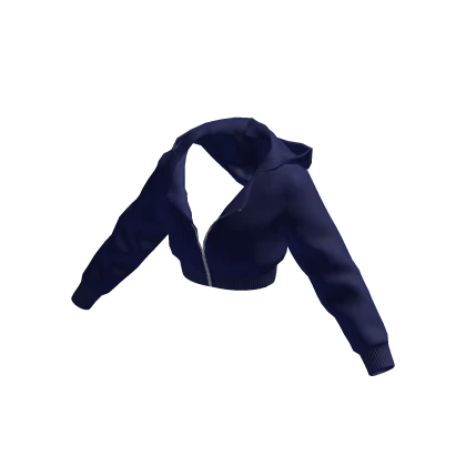 Blue Cropped Y2K Zip Hoodie
