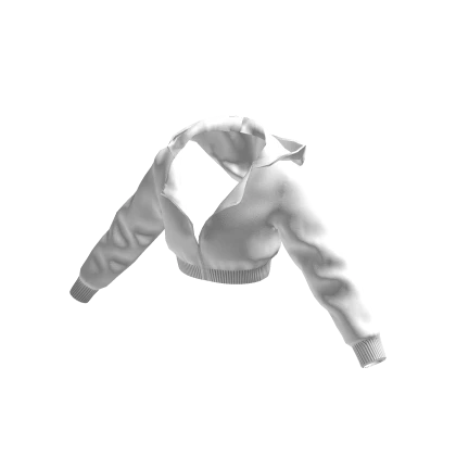 White Cropped Y2K Zip Hoodie