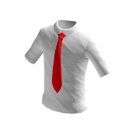⭐ White Short Sleeves with Red Tie Sponge