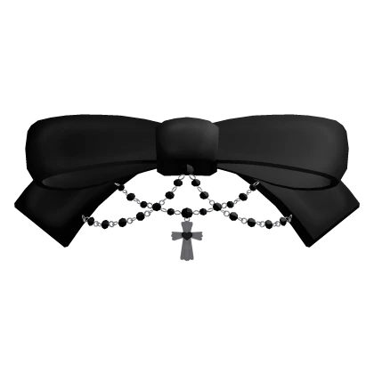 ♡ : large black goth rosary bow 