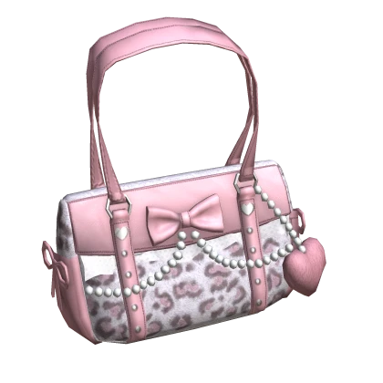 ♡ gyaru leopard bow pearl handbag ♡ (right)