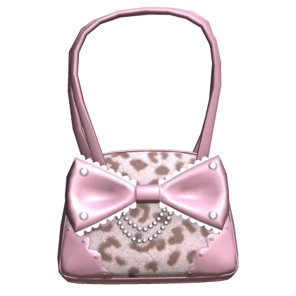 ♡ gyaru cheetah bow pearl purse ♡ (left)
