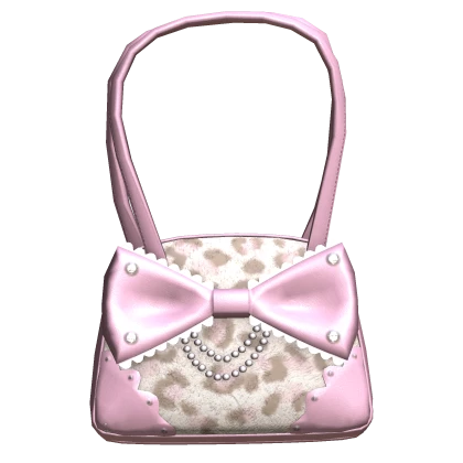 ♡ gyaru cheetah bow pearl purse ♡ (left)