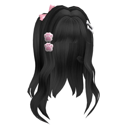 kawaii princess wavy long hair in black w clips