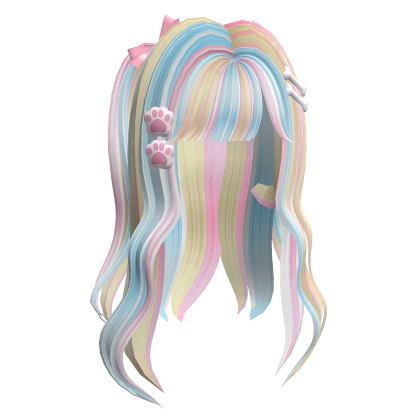 kawaii princess wavy long rainbow hair w clips