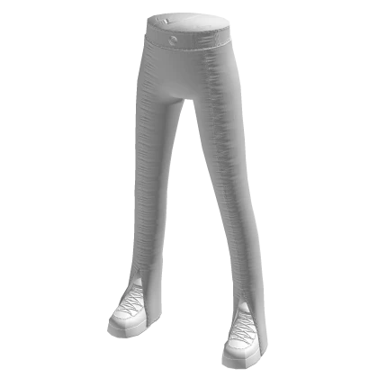 Long front cut pants w/ Shoes - All White