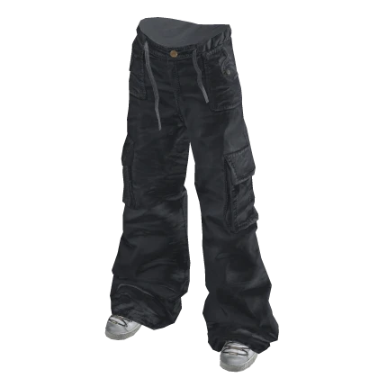 Grey Y2K Urban Shoelace Baggy Cargos