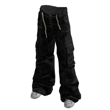 Black Y2K Urban Shoelace Baggy Jeans