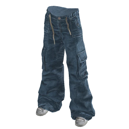 Blue Y2K Urban Shoelace Baggy Jeans