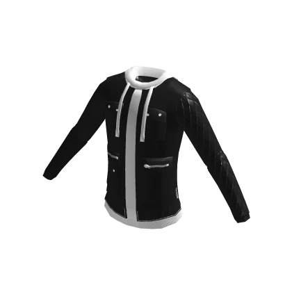 Sci-Fi Leather Jacket w/ Hoodie - Black n White