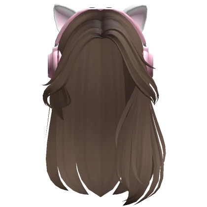 Gamer Girl Hair w/ Cat Headphones (Light Brown)