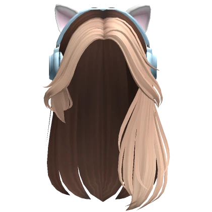 Gamer Girl Hair w/ Cat Headphones (Brown & Blonde)