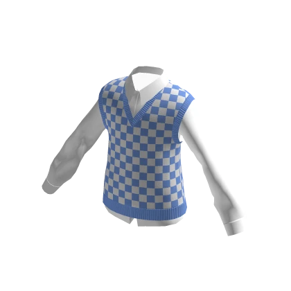 Oversized Shirt with Vest Sweater - Blue 