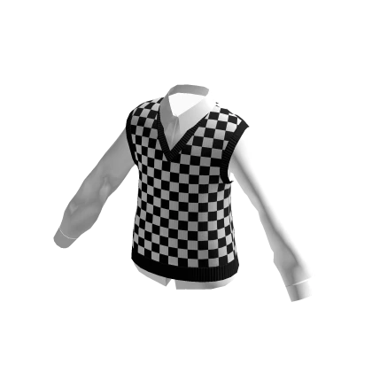 Oversized Shirt with Vest Sweater - Black