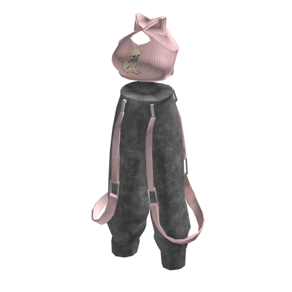 ✨Y2K grey denim cargo Pants&Crop top