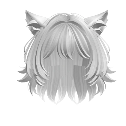 Cute Anime Bob Cut w/ Cat Ears (White)