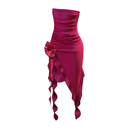 Y2K Tropical Hot Pink Flower Ruffle Dress