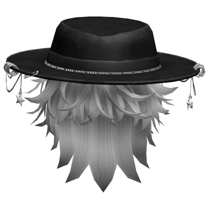 Tilted Wolfcut Pierced Sun Hat Messy Hair Grey