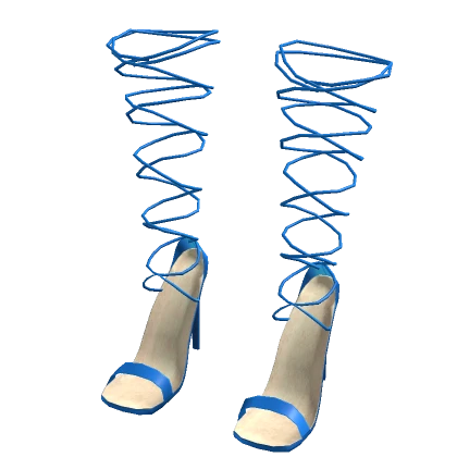 Y2K ☆ Nudistwrap Lace-Up Blue High Heels