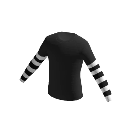 ⭐ Black Tee Emo Gothic Stripes Long Sleeves